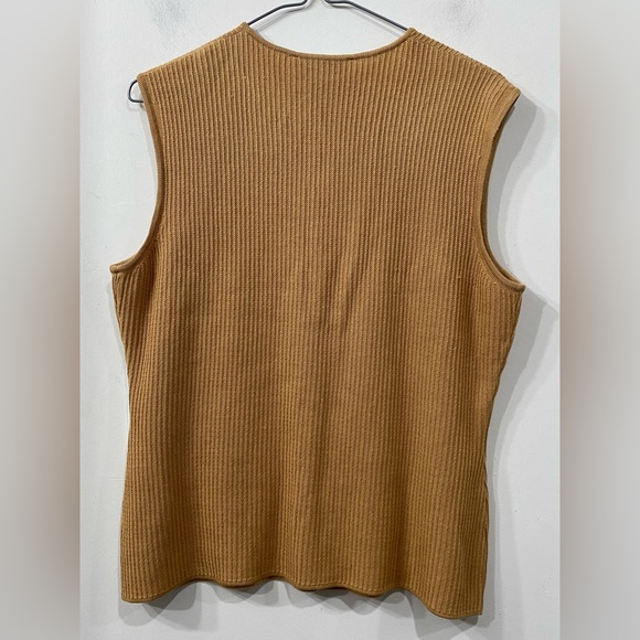 Jaeger Vest/ Sleeveless Top/ Blouse Mother of Pearl Buttons Cotton in Tan M - Picture 5 of 10